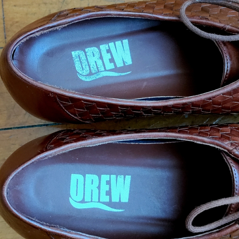 DREW Brown Woven Leather Flats - Picture 9 of 10